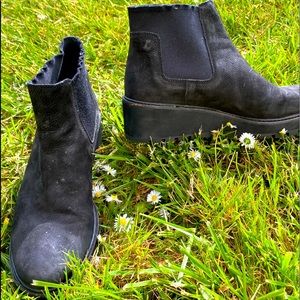 Eileen Fisher suede wedge ankle boot